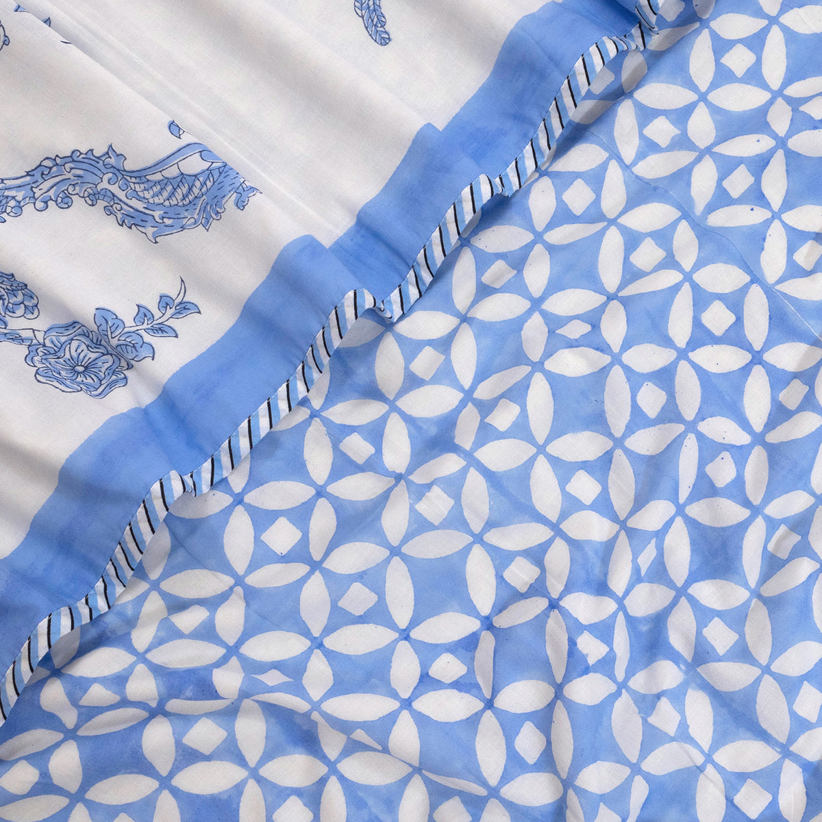 Blue Kalamkari Bird | Dohar | Summer Blanket