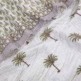 Palm Tree | 300TC Bedsheet | 2 Pillow Covers | Mulmul Cotton Dohar