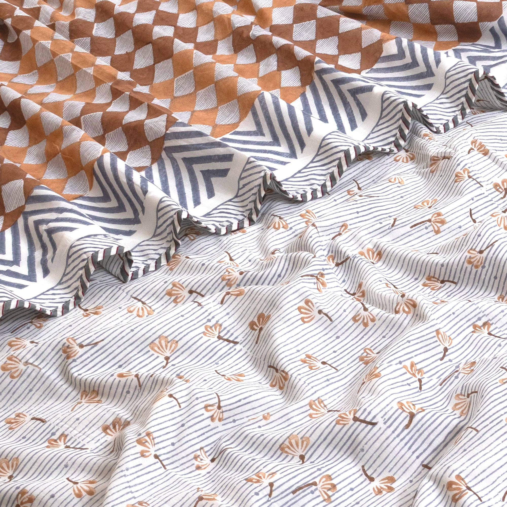 Brown Checks Blue Lines | Dohar | Summer Blanket