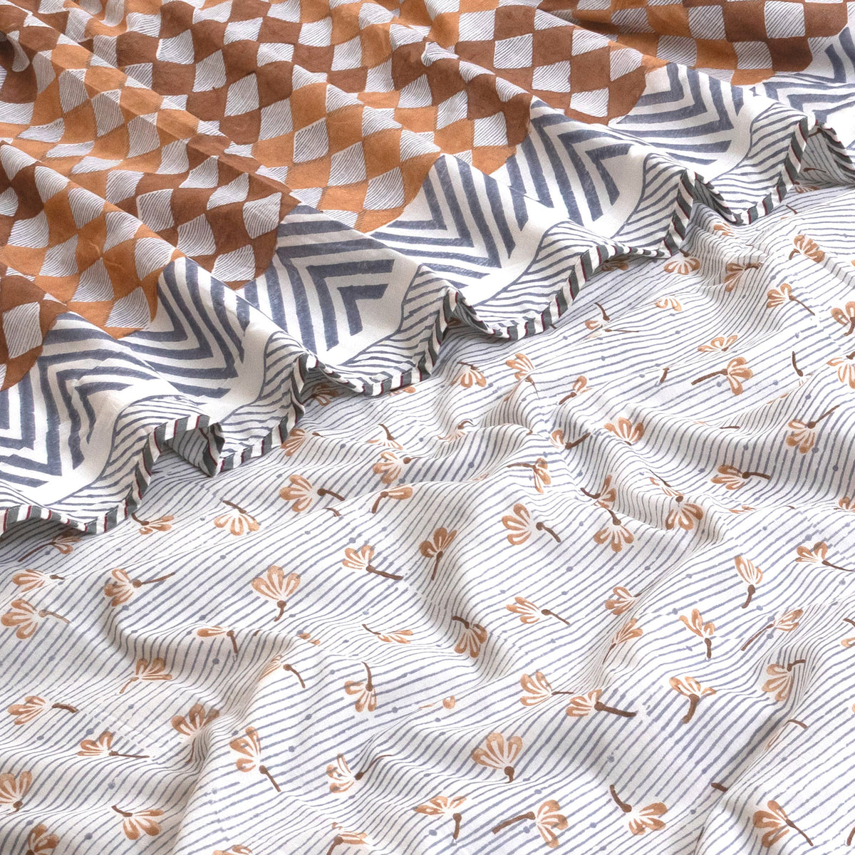 Brown Checks Blue Lines | Dohar | Summer Blanket