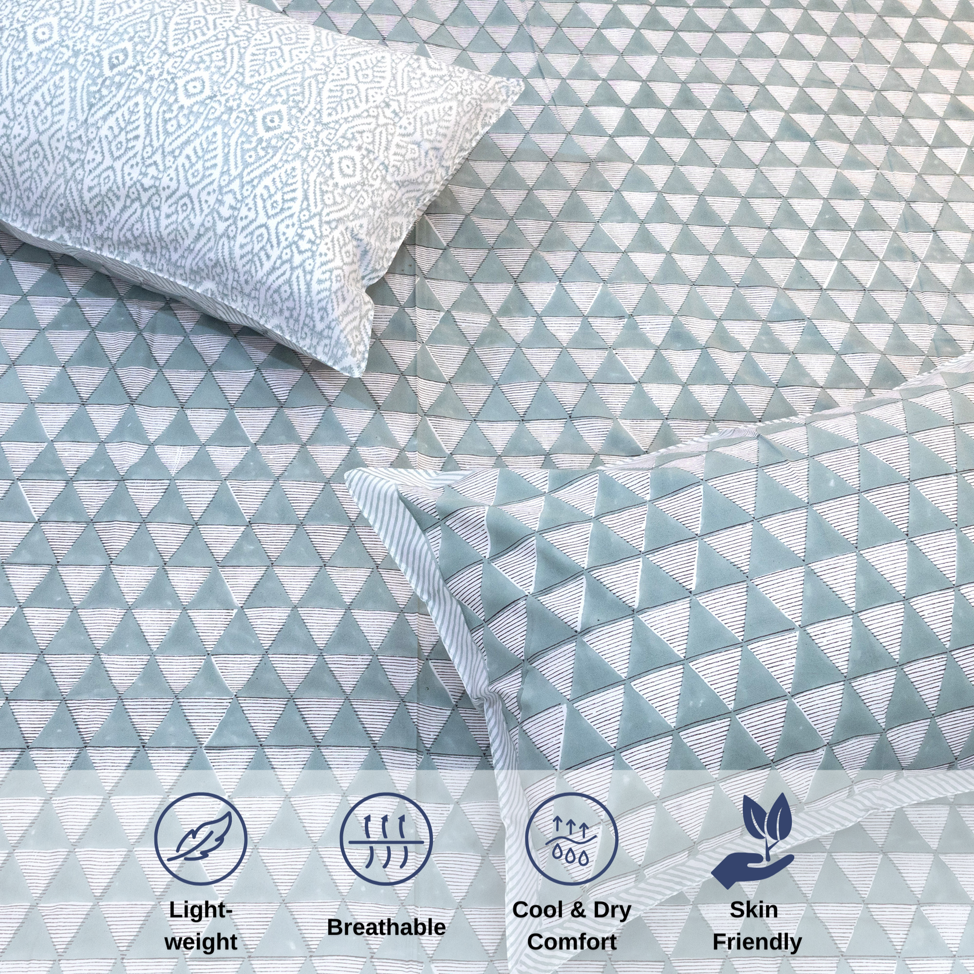 Geometric Triangles  - Reversible Pillow Covers double bedsheet