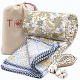 Autumn Leaves & Florals  | Pure Mulmul Cotton | Flannel filling