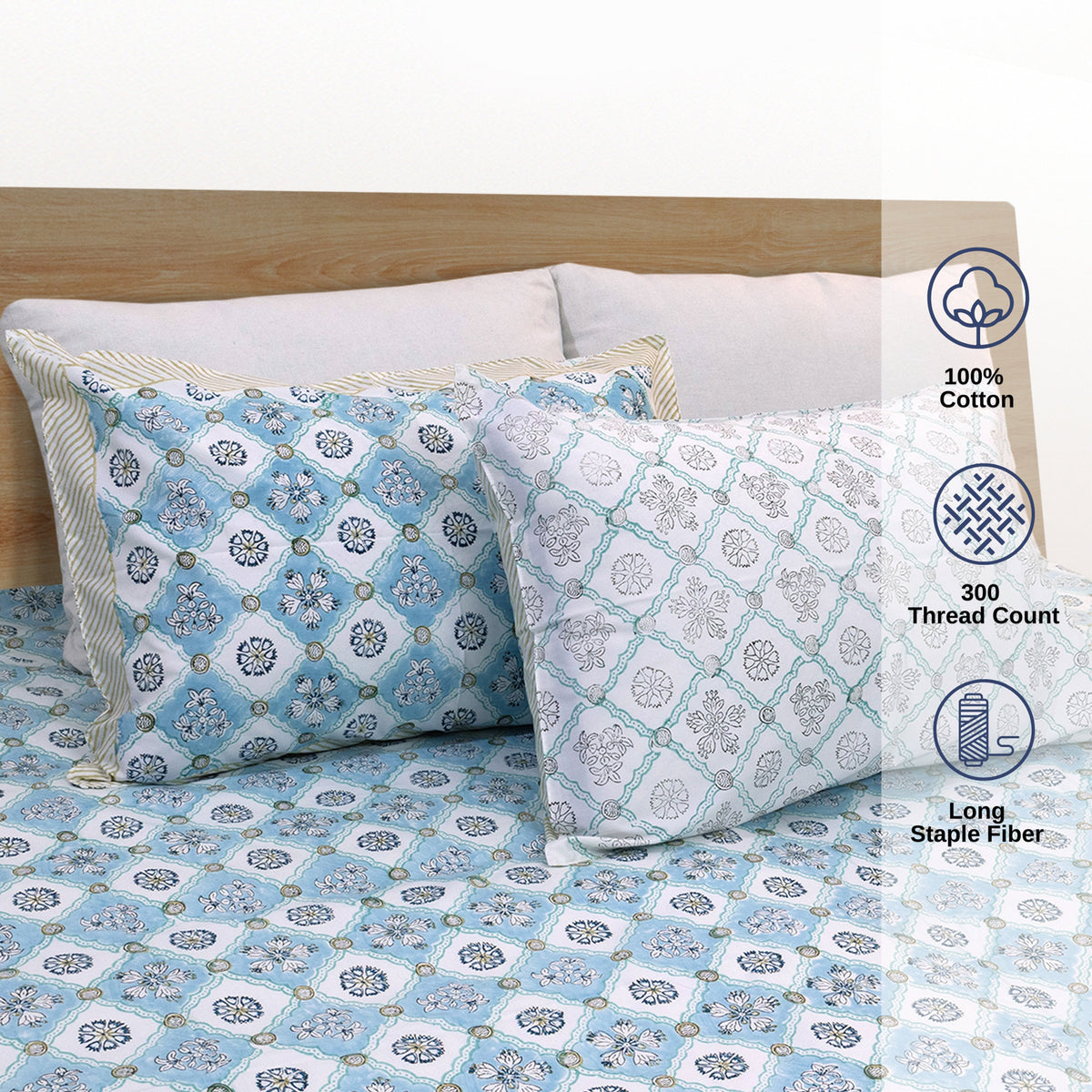 Small Blue Jaal  | Premium Bedsheet