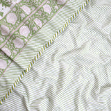 Floral Kalamkari White Green | Pure Mulmul Cotton | Flannel filling