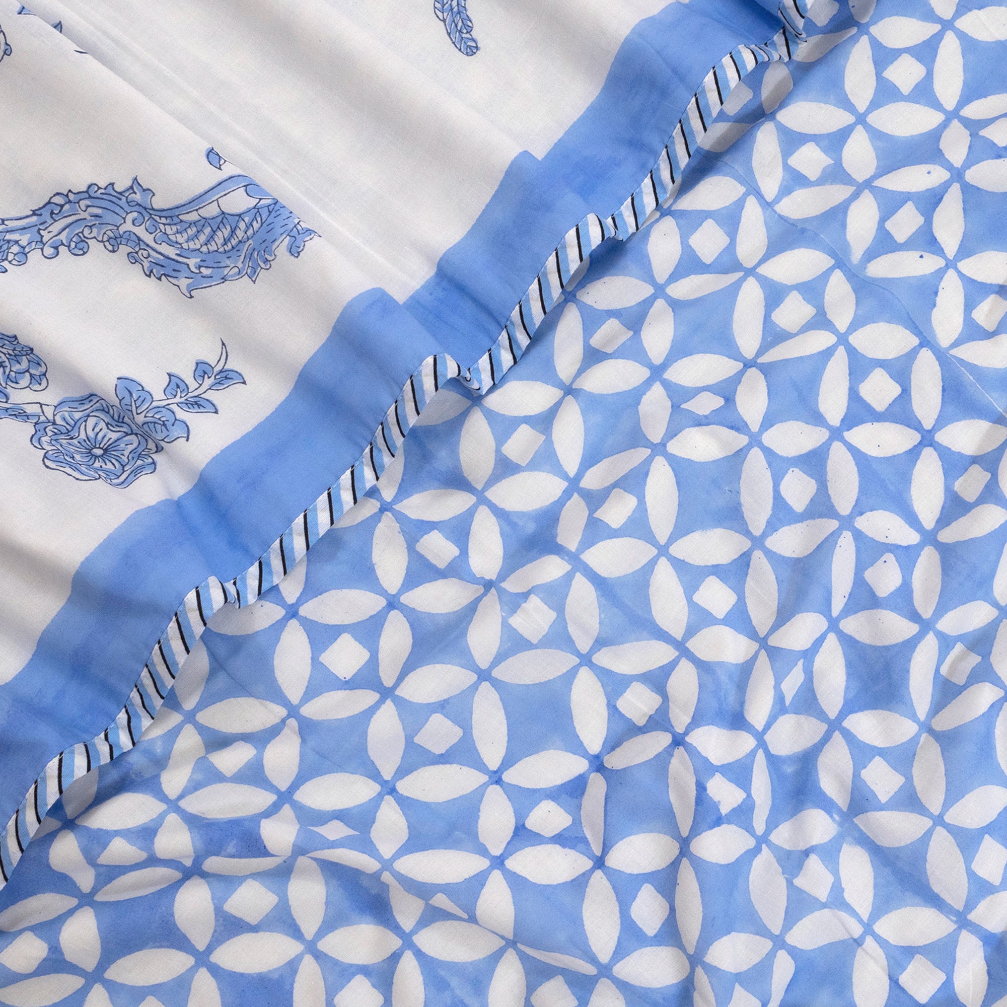 Blue Bird| All- Season Bedding Set | Premium Bedsheet , Pillow Covers, Dohar