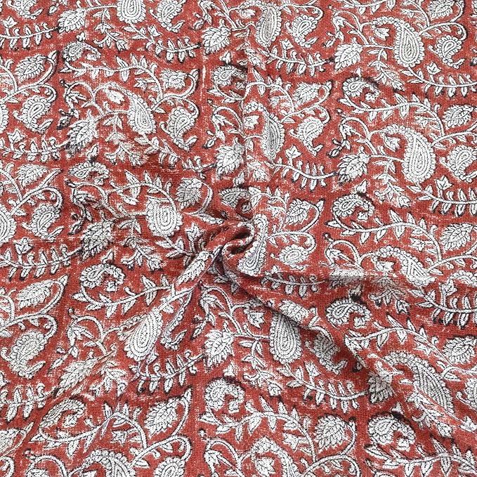 Ethnic on Rust Red| MultiColor Florals | Woven Sofa Throw