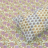 Round Flowers on Green | 300TC Bedsheet | 2 Pillow Covers | Mulmul Cotton Dohar