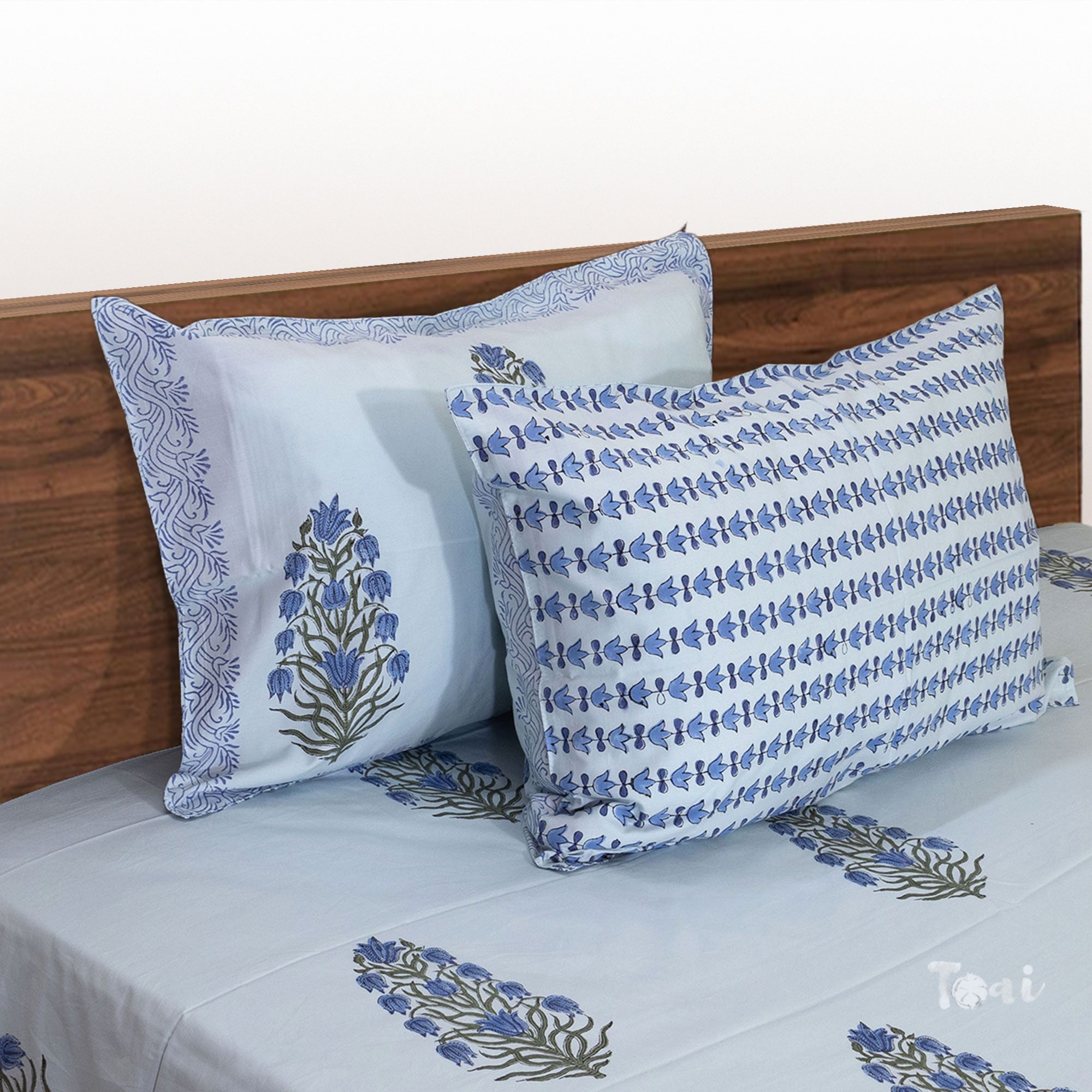 Blue Tulips on Blue | Premium Bedsheet