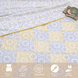 Yellow Grey Jharokha | Pure Mulmul Cotton | Flannel filling