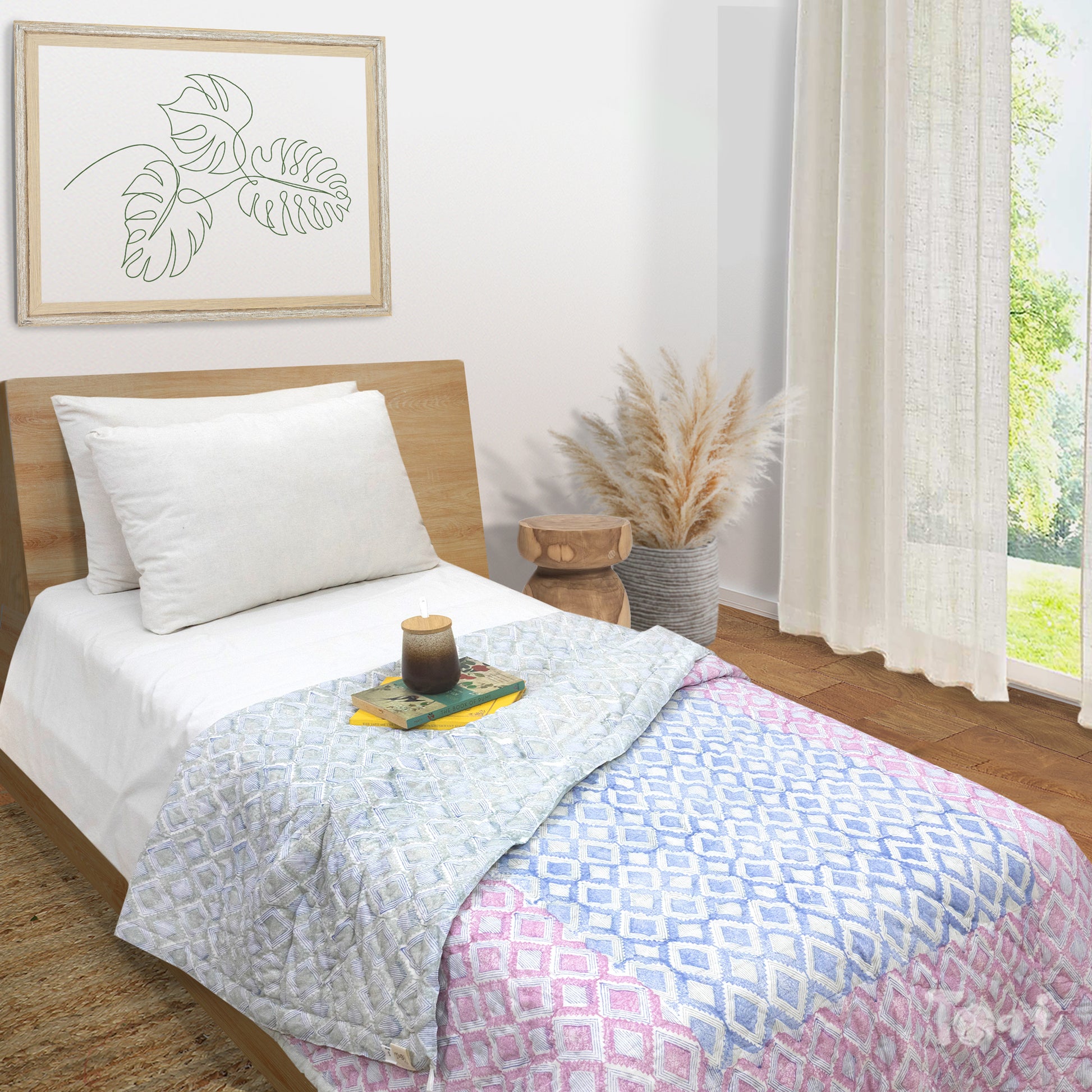 Geometric Pattern Blue Pink - King Double comforter