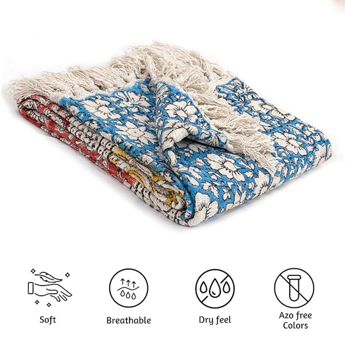 Patch Work Pattern | MultiColor Florals | Woven Sofa Throw