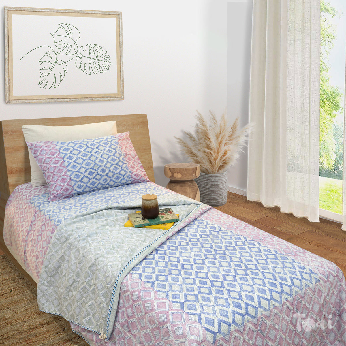 Vintage Lines Checks |All- Season Bedding Set | Premium Bedsheet , Pillow Covers, Dohar