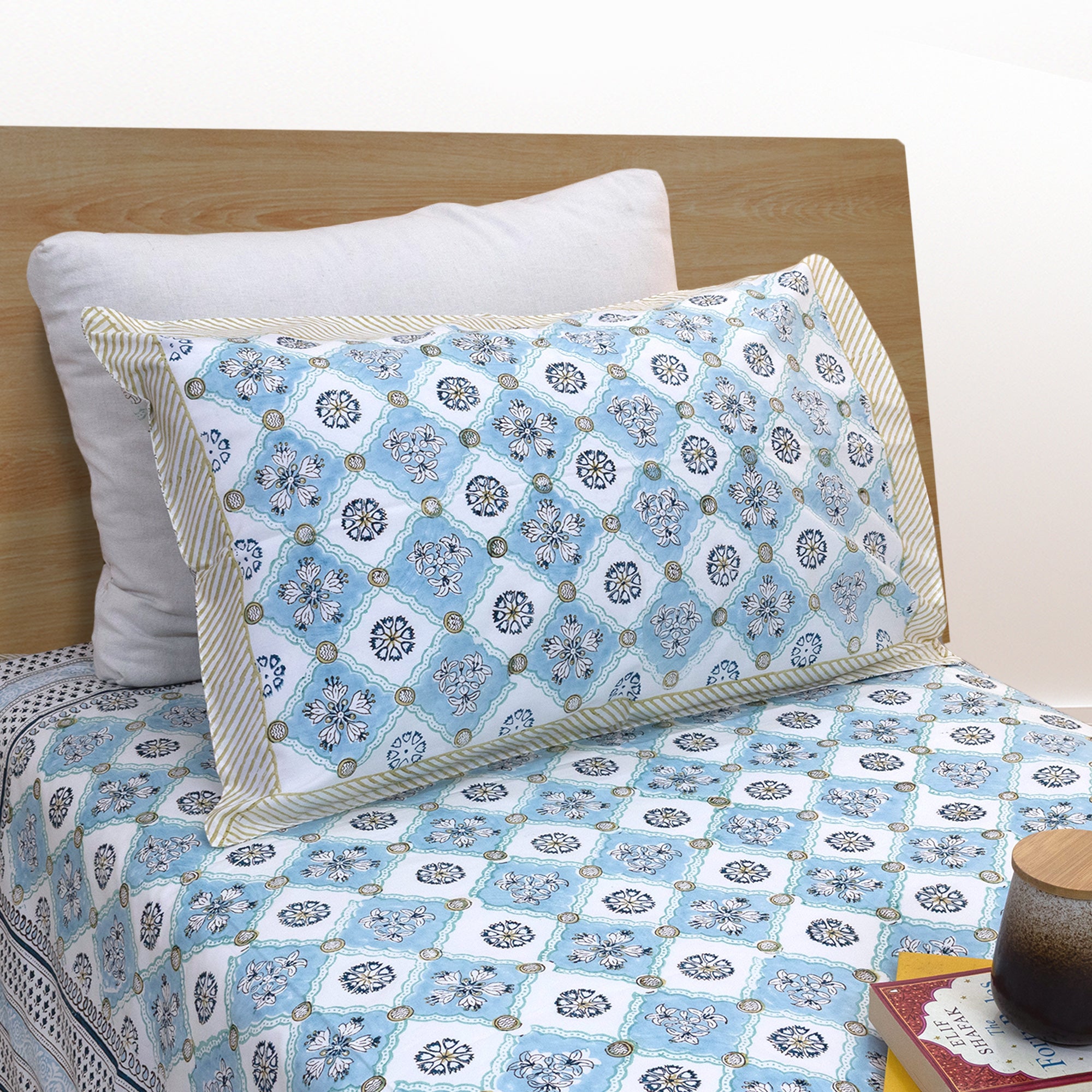 Small Blue Jaal  | Premium Bedsheet