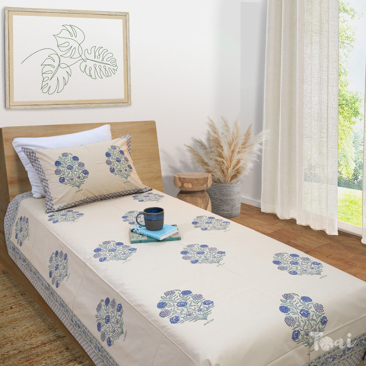 Mughal Motif on Beige| Premium Bedsheet