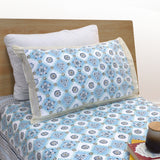 Small Blue Jaal | 300TC Bedsheet | 2 Pillow Covers | Mulmul Cotton Quilt