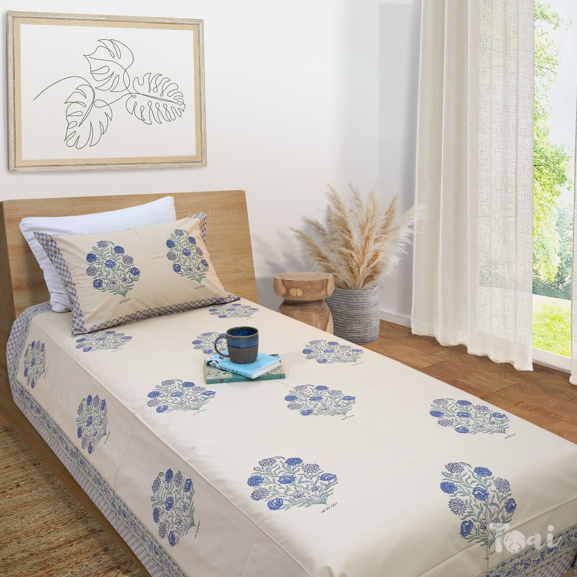 Mughal Motif on Beige| Premium Bedsheet