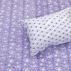 Lavender Kalamkari| 300TC Bedsheet | 2 Pillow Covers | Mulmul Cotton Quilt
