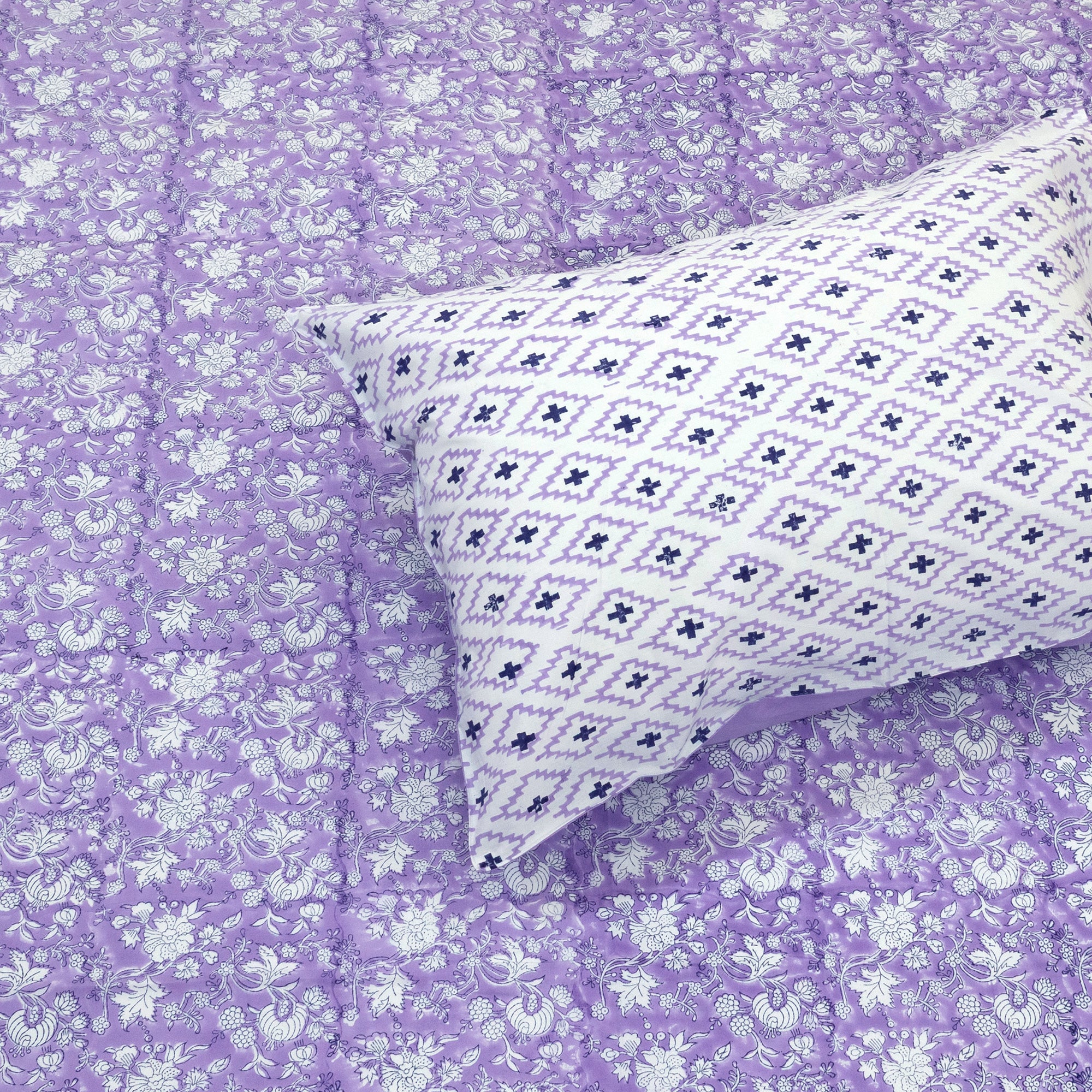 Lavender Kalamkari | Premium Bedsheet