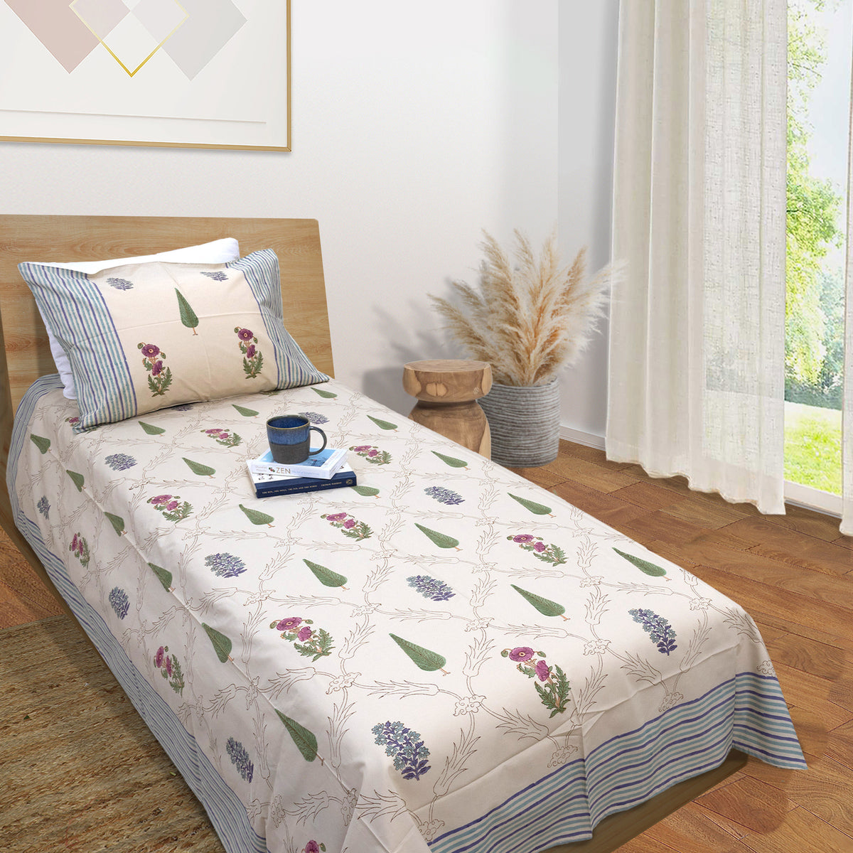 Adil Jaal (Beige Multicolor) | Premium Bedsheet