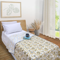 Autumn Leaves | 300TC Bedsheet | 2 Pillow Covers | Mulmul Cotton Dohar