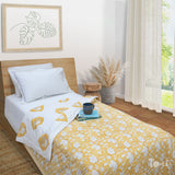 Yellow Kalamkari| 300TC Bedsheet | 2 Pillow Covers | Mulmul Cotton Quilt
