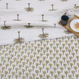 Palm Tree | 300TC Bedsheet | 2 Pillow Covers | Mulmul Cotton Dohar