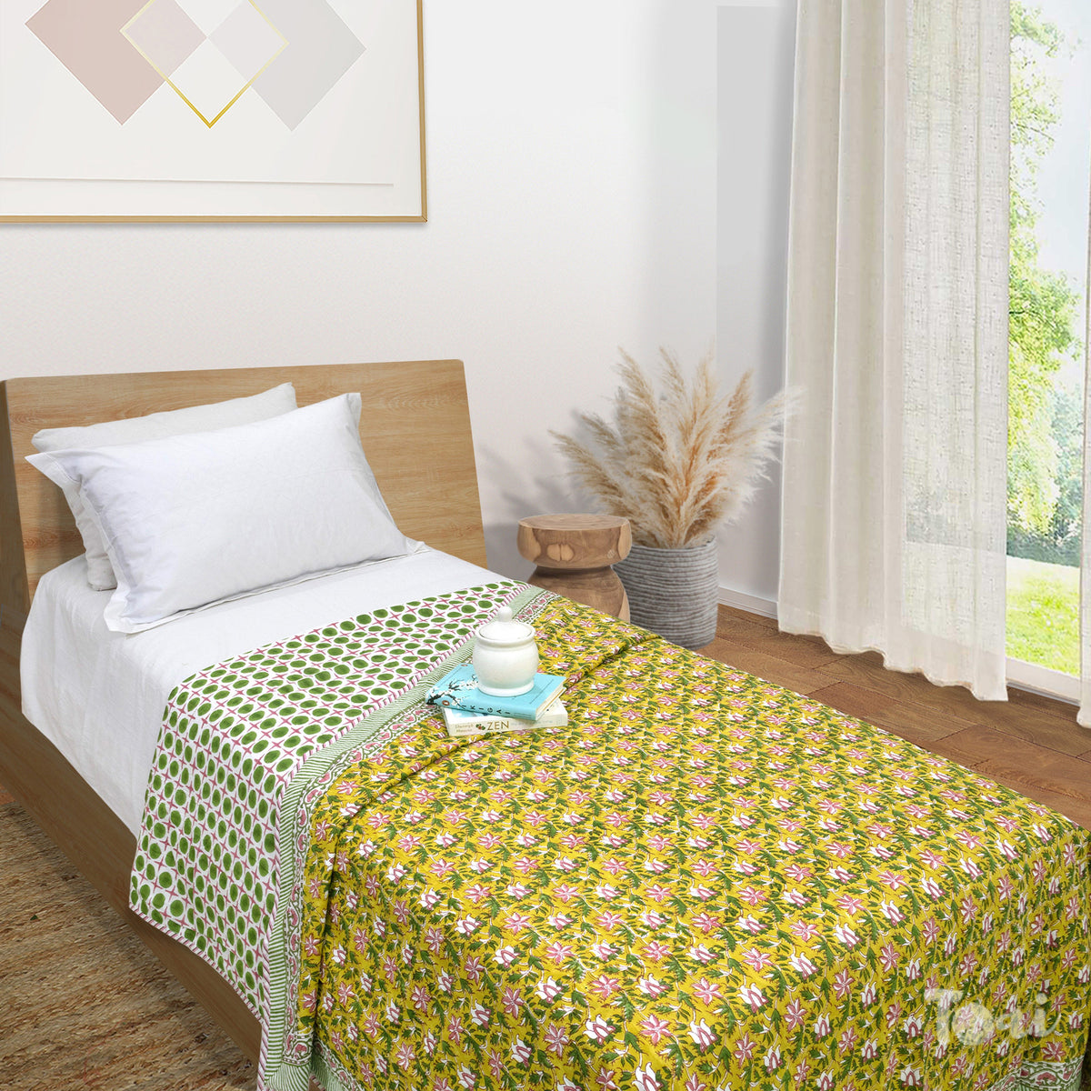 Pink Floral Pond | Dohar | Summer Blanket