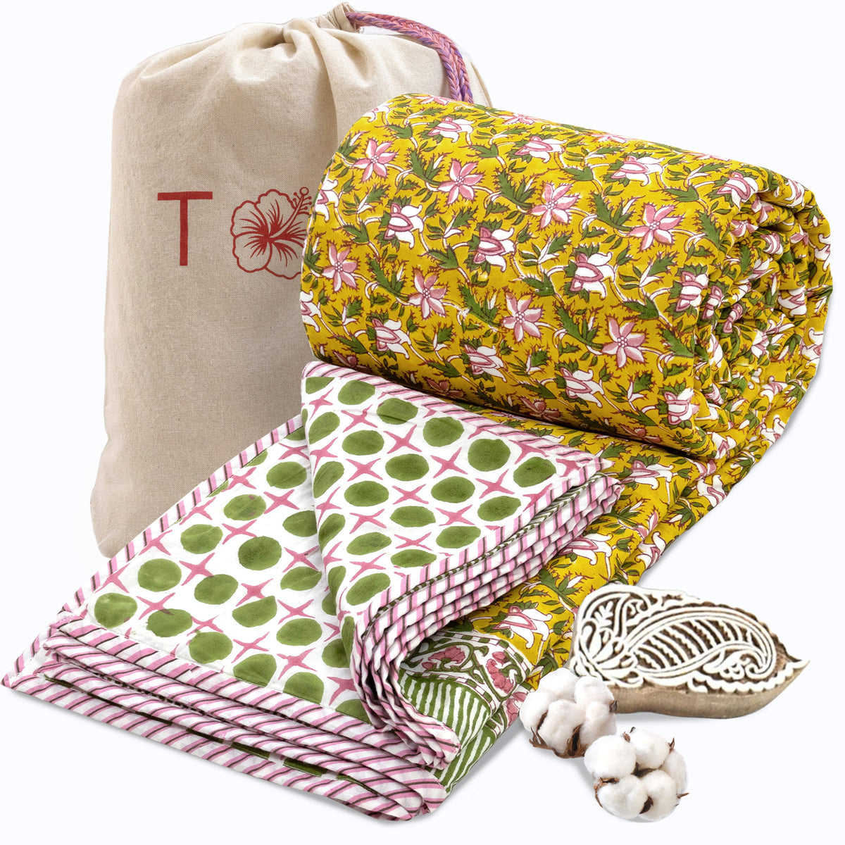 Pink Floral Pond | Dohar | Summer Blanket