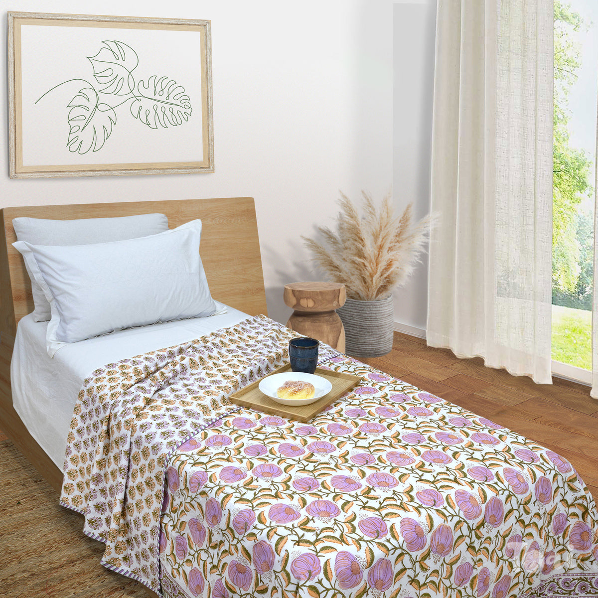 Round Flowers & Leaves | Dohar | Summer Blanket