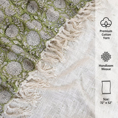 Florals on Light Green | Cotton Yarn Sofa Throw