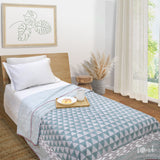 Green Line Pattern | Pure Mulmul Cotton | Flannel filling