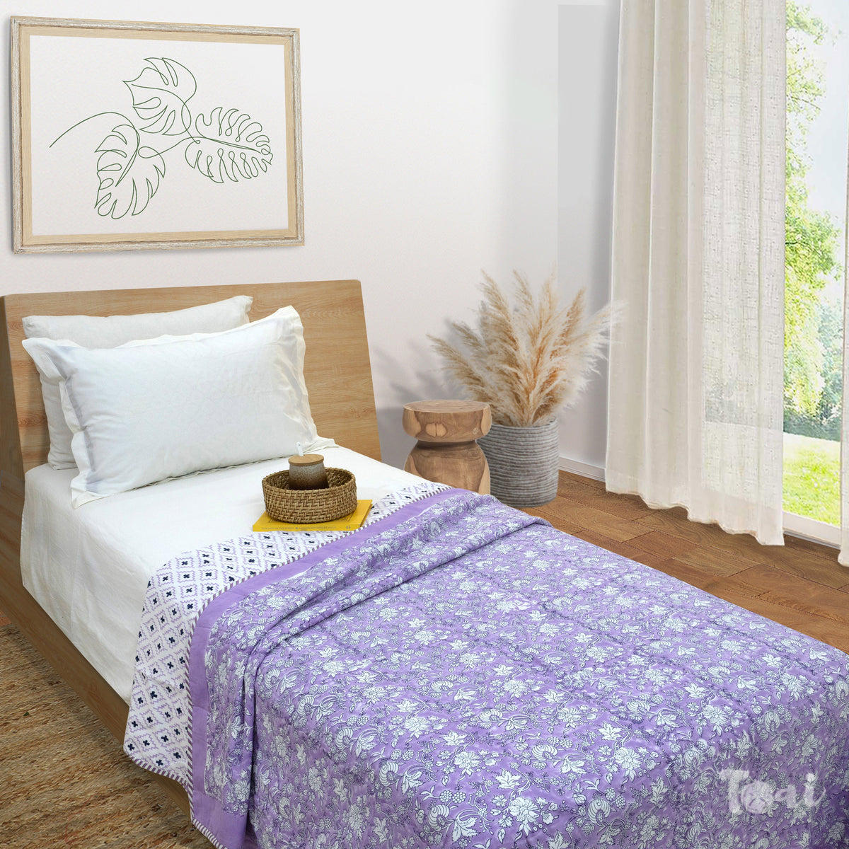 Lavender Kalamkari | Dohar | Summer Blanket