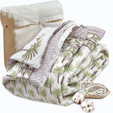 Palm Tree | 300TC Bedsheet | 2 Pillow Covers | Mulmul Cotton Dohar