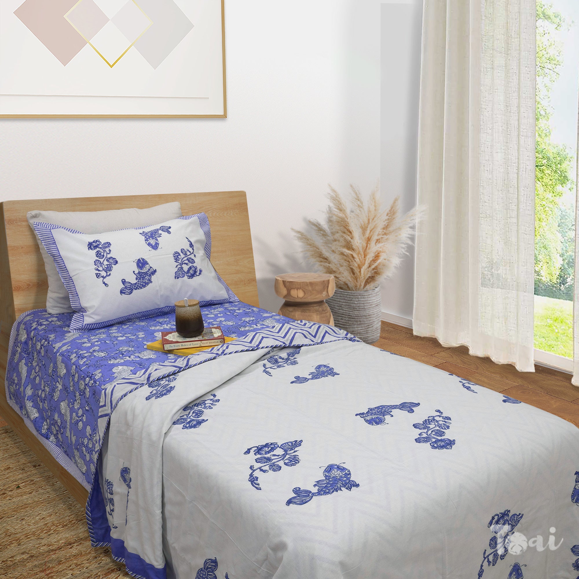 Purple Fish| All- Season Bedding Set | Premium Bedsheet , Pillow Covers, Dohar