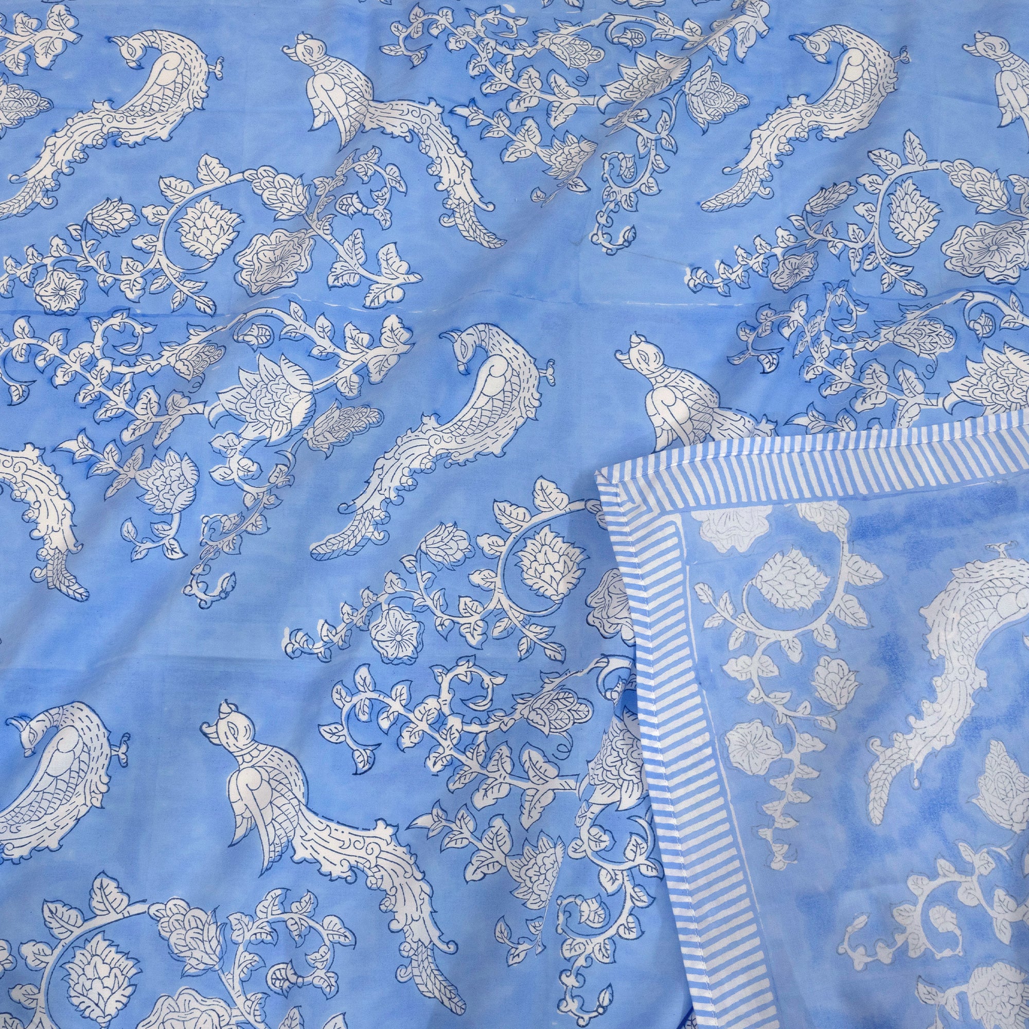 Blue Bird Kalamkari | Premium Bedsheet