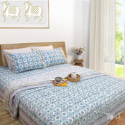 Small Blue Jaal | All- Season Bedding Set | Premium Bedsheet , Pillow Covers, Dohar