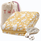 Light Mustard Kalamkari | Pure Mulmul Cotton | Flannel filling