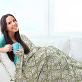 Florals on Light Green | Cotton Yarn Sofa Throw