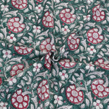 Pink Florals on Green  | Cotton Yarn Sofa Throw
