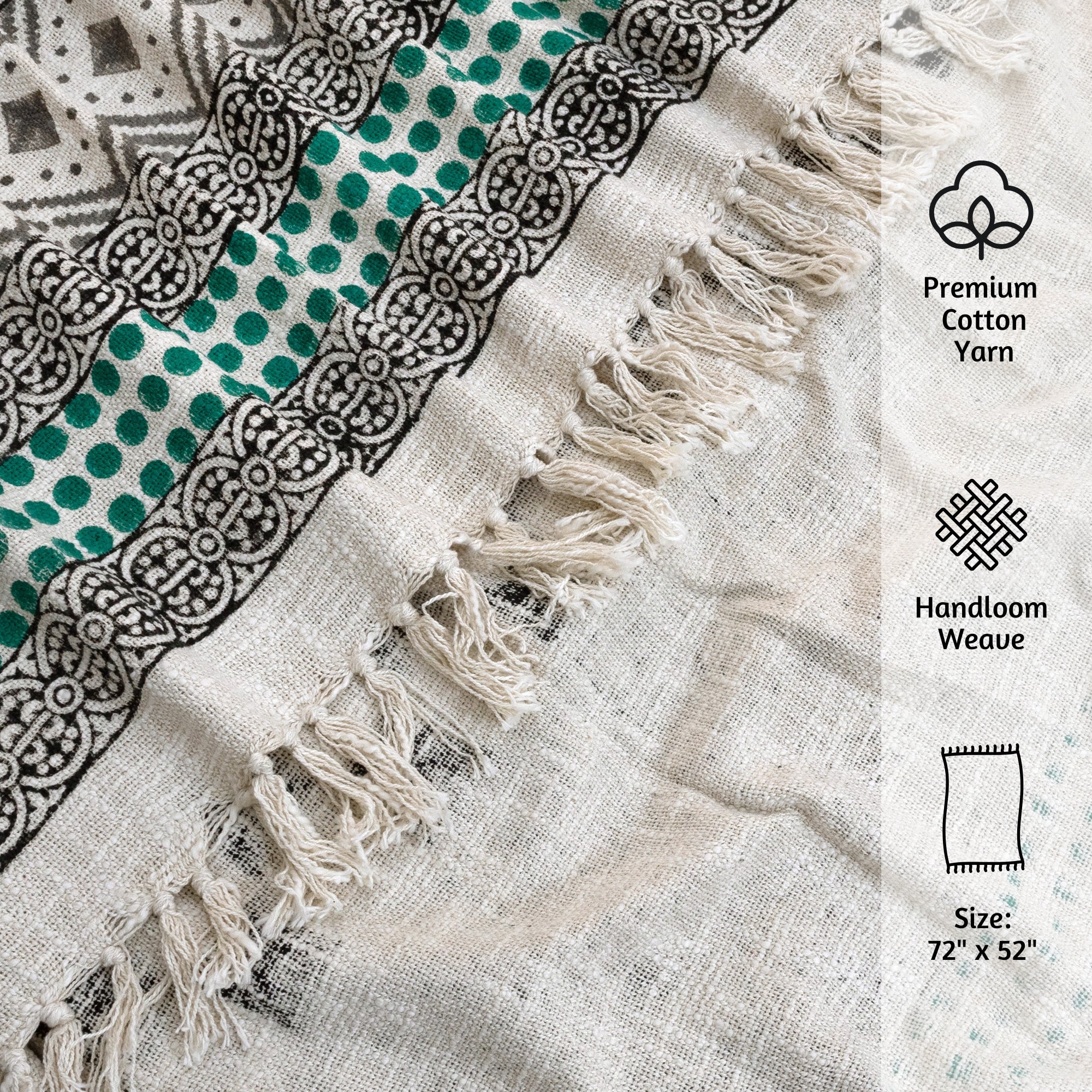 Green Gray Line | MultiColor Florals | Woven Sofa Throw