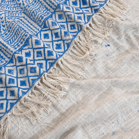 Blue Tapestry | Cotton Yarn Sofa Throw
