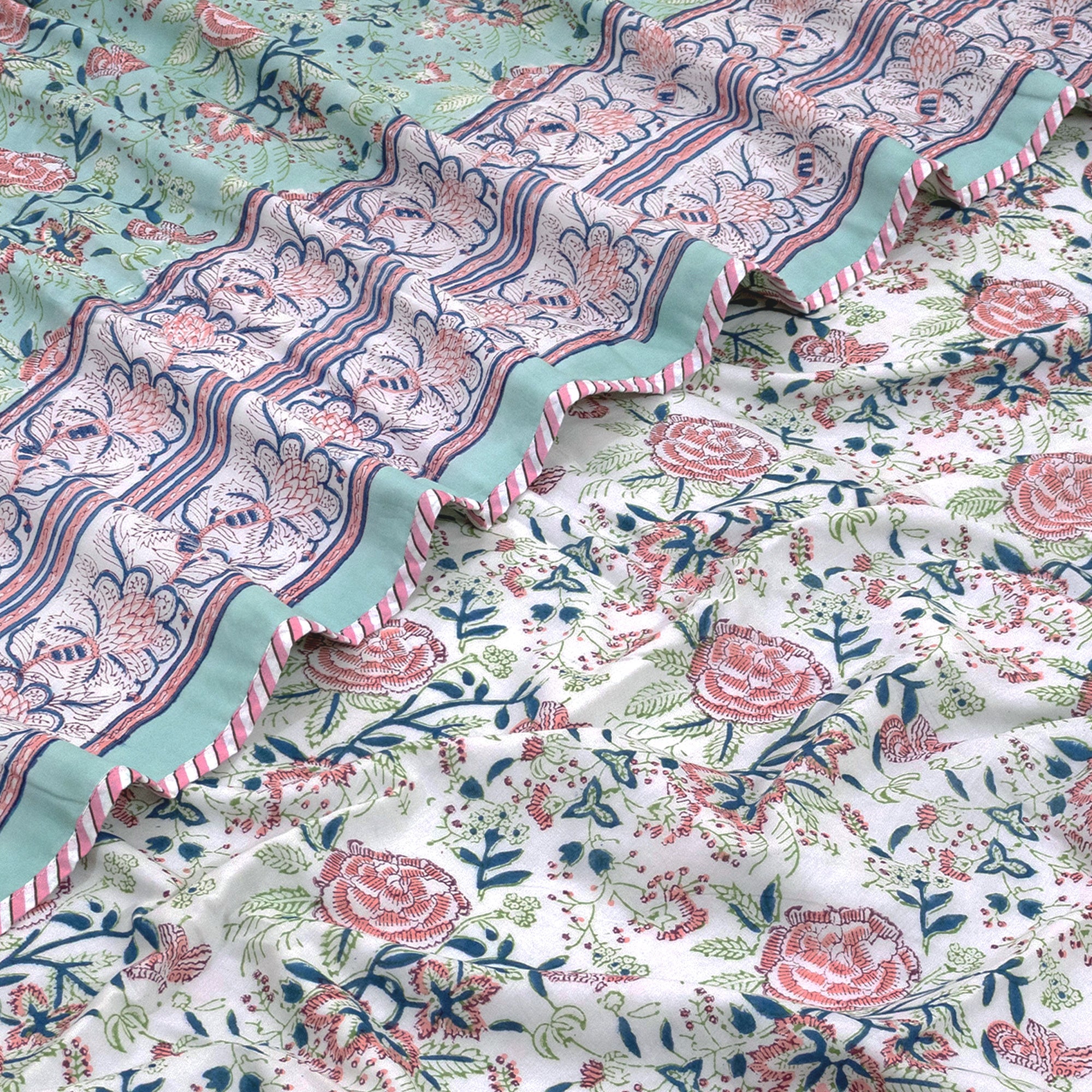 Rose on Green | Dohar | Summer Blanket