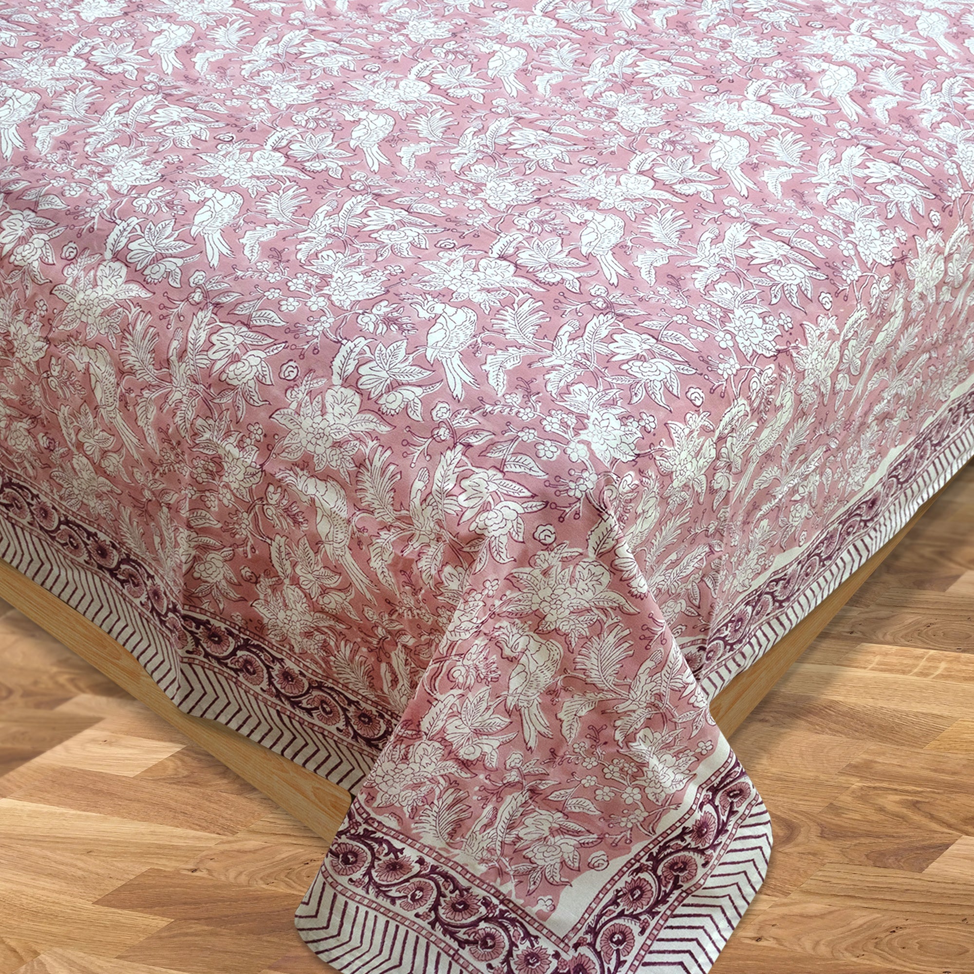 Pink Bird Kalamkari | Fine Quality Bedsheet