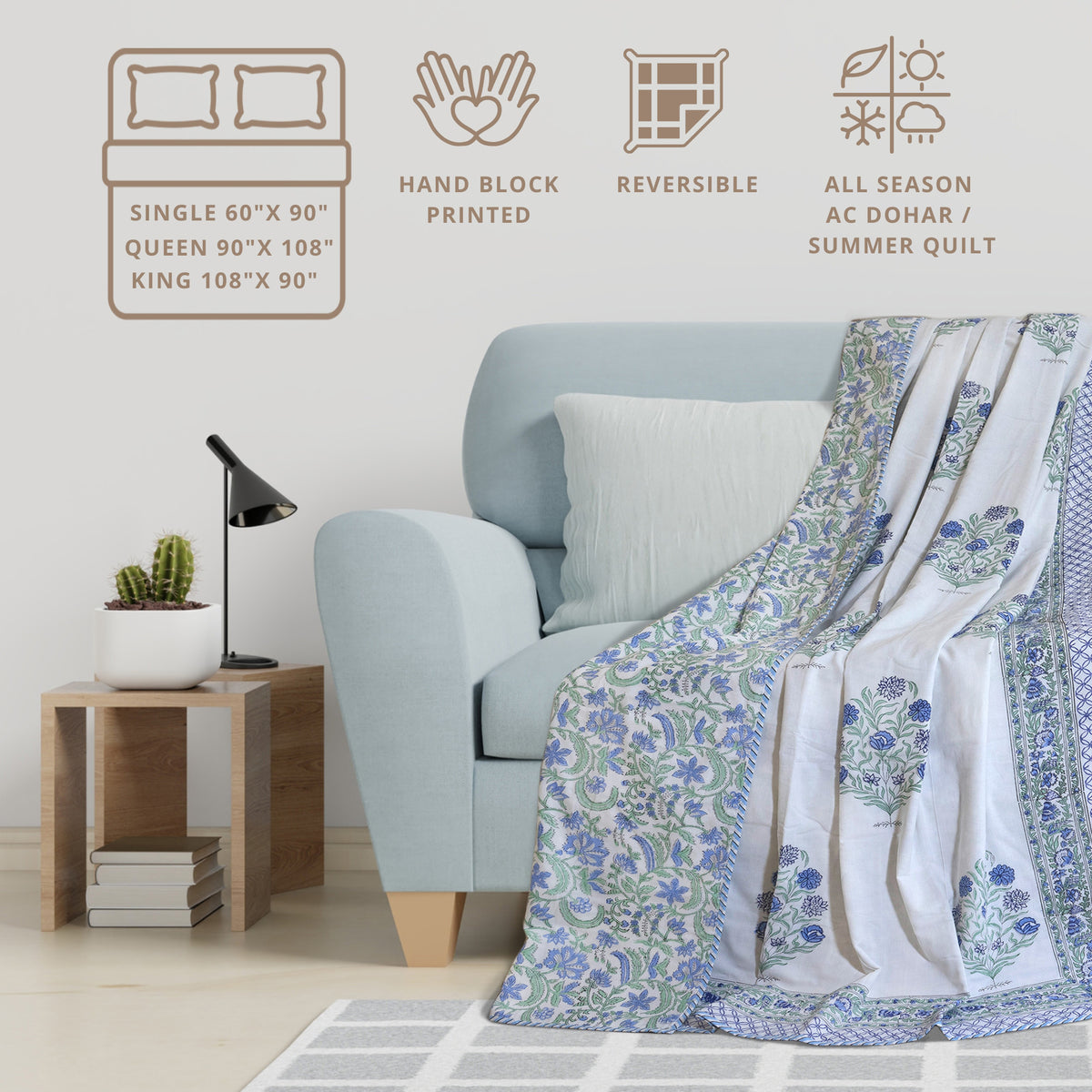 Mughal Floral Motif | Dohar | Summer Blanket
