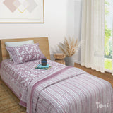 Vintage Pink| 300TC Bedsheet | 2 Pillow Covers | Mulmul Cotton Dohar