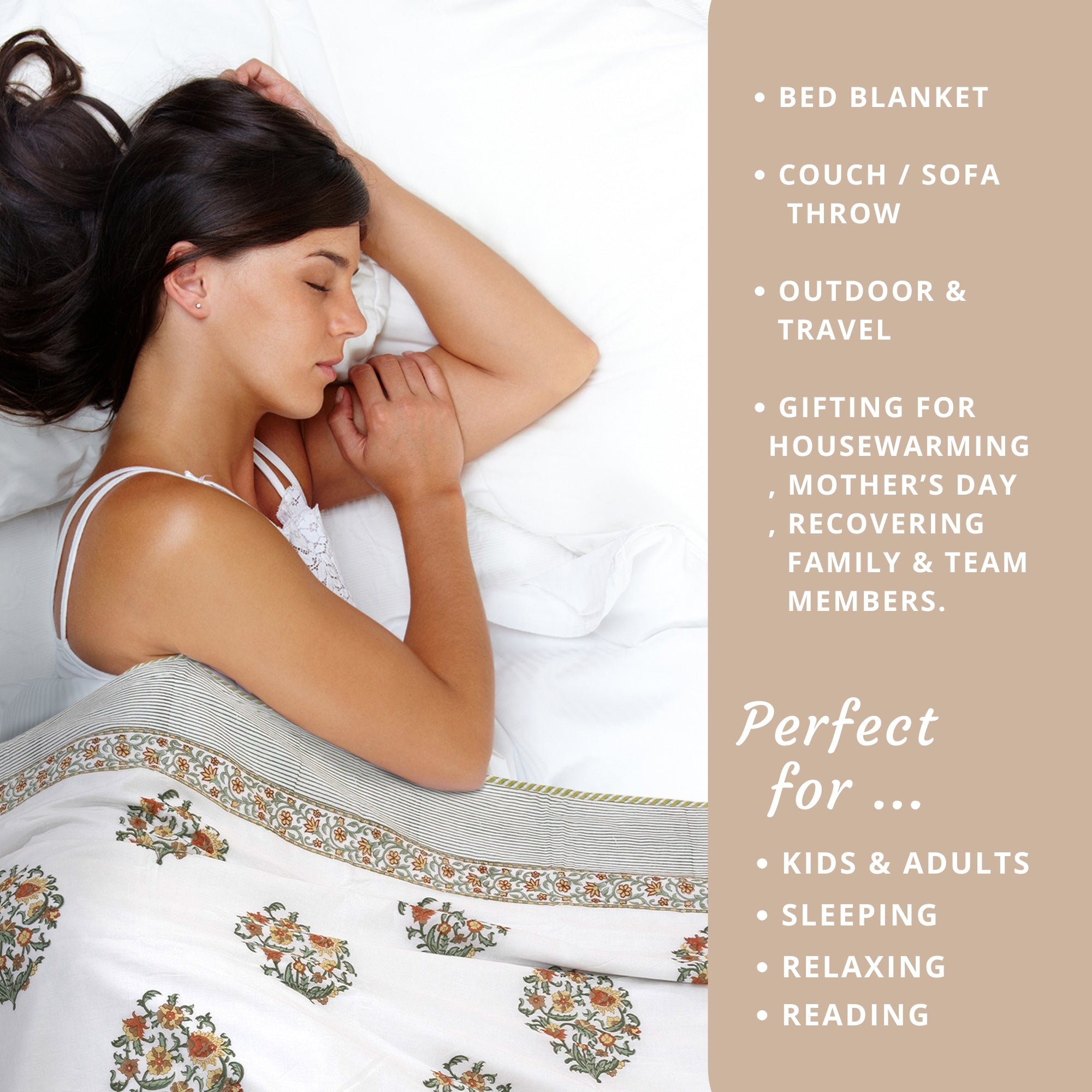 Earthy Mugal Motif  | Dohar | Summer Blanket