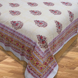 Floral Motives on Yellow Panel | 210TC Pure Cotton Bedsheet