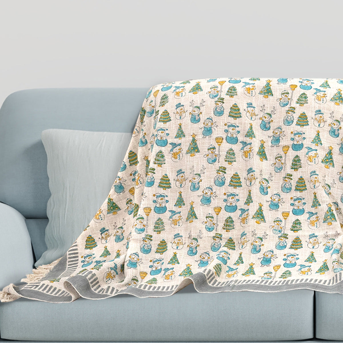 Winter Snowman | Multi Color Florals | Women Sofa Throw