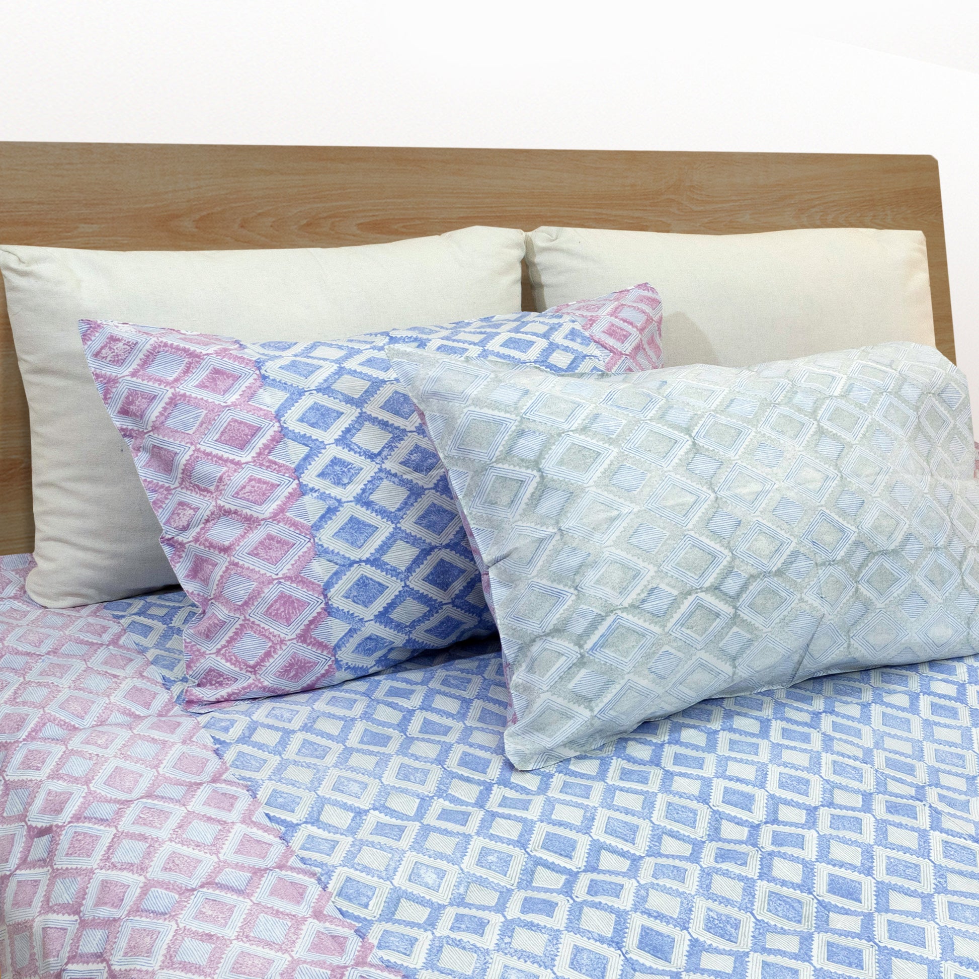 Vintage Line Checks-Reversible Printed Pillow covers