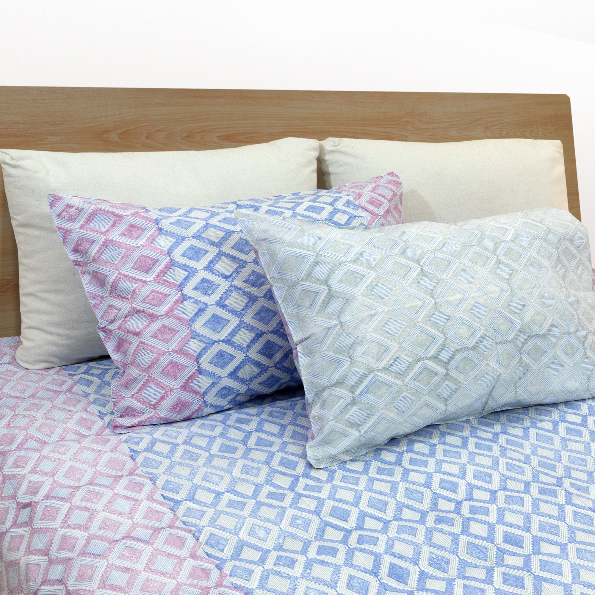 Vintage Line Checks-Reversible Printed Pillow covers